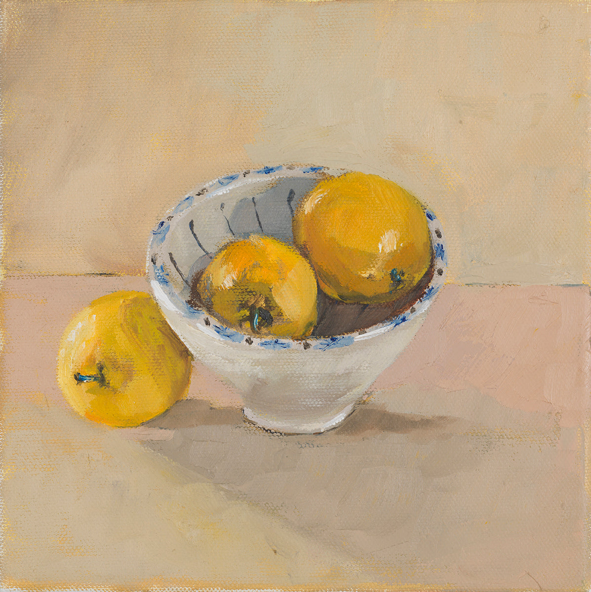 Studio Pottery Bowl with Three Apples, Eleanor Crow