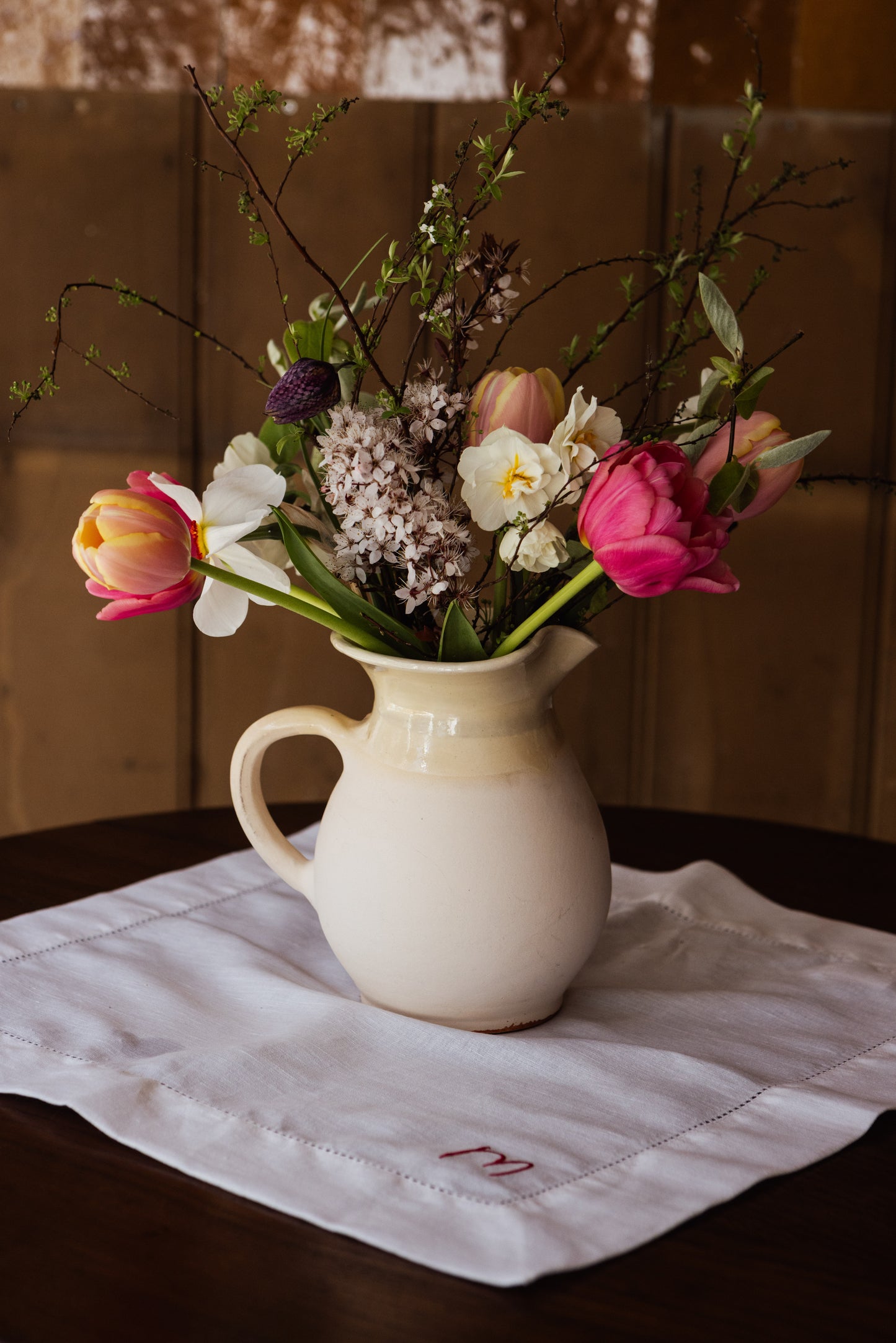 The Margot Hand-embroidered White Linen Napkin