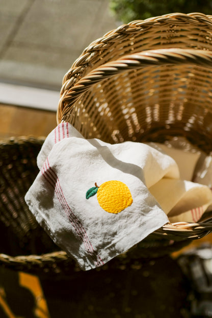 Margot Embroidered Linen Tea Towels