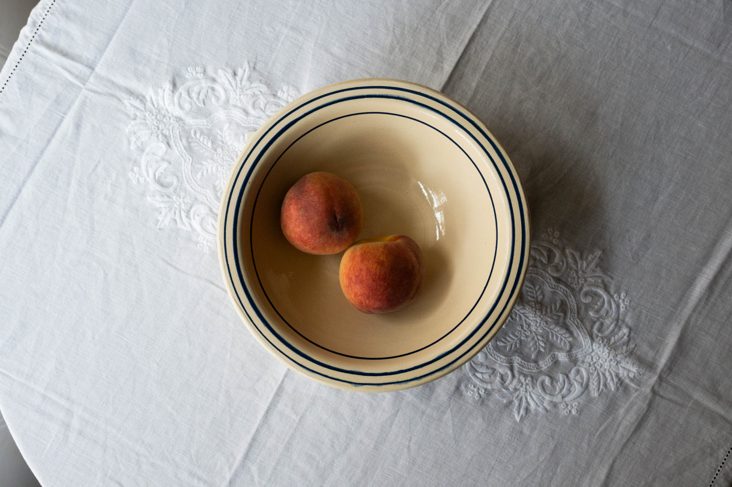 The Margot Hand-Embroidered White Linen Tablecloth