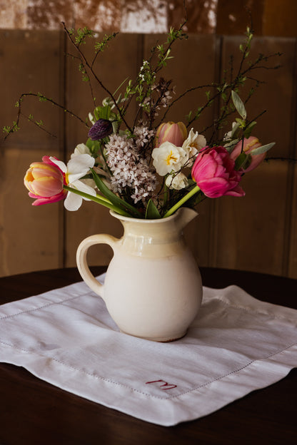 The Margot Hand-embroidered White Linen Napkin